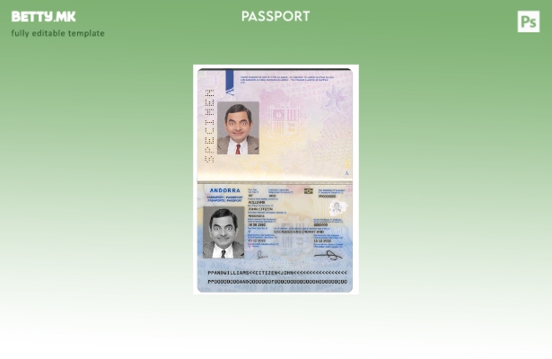 Шаблон за пасош на Андора во модерен стил